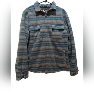 Voyager Men's Blue and Gray Striped Jacket
